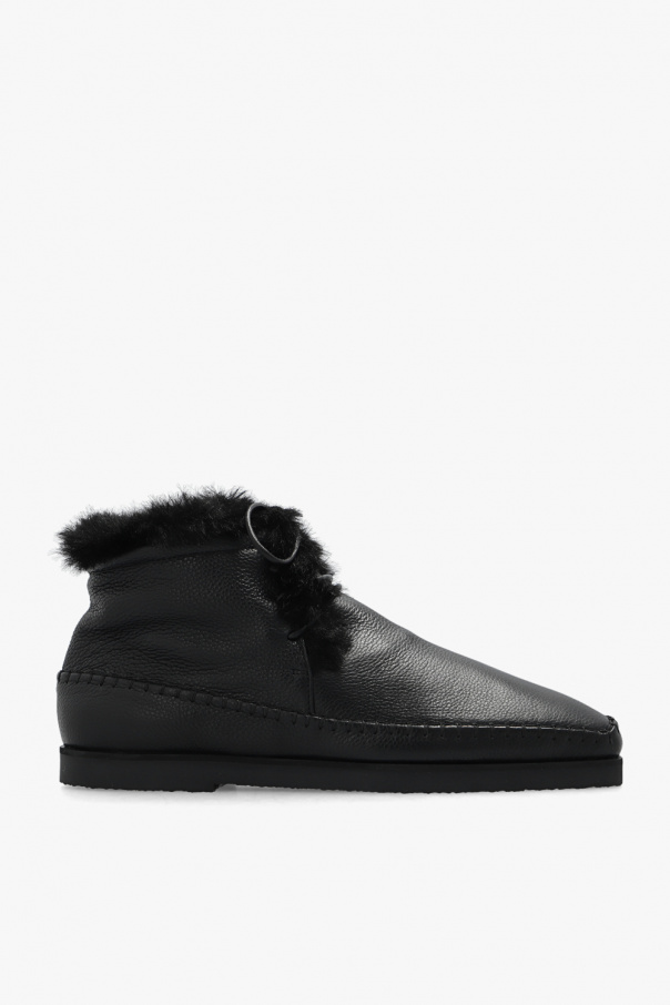 Zip Ankle Boot | Black Leather ankle boots TOTEME